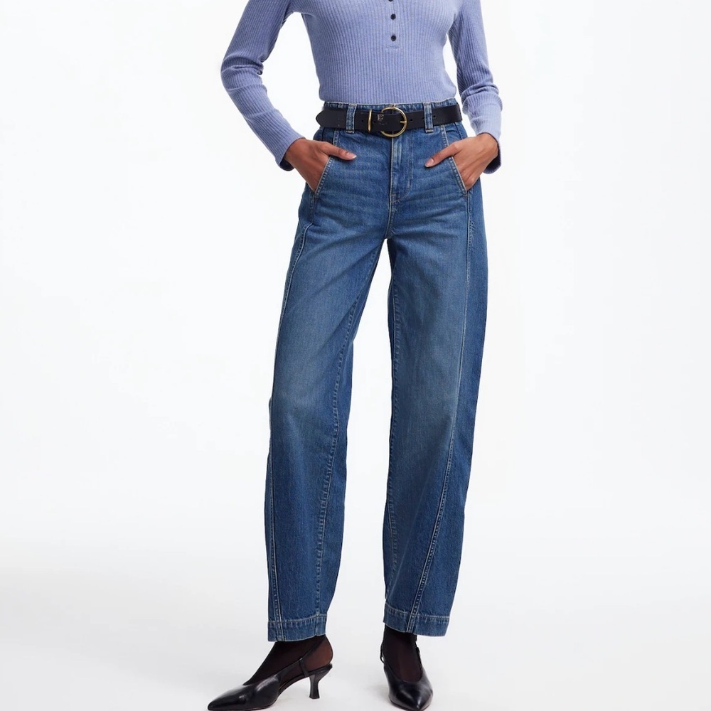 Madewell jeans straight tapered High Rise trouser Jeans relaxed fit 32 new